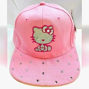 NEW! Hello Kitty Sanrio Fitted Baseball Cap. Swarovski Crystal Details. 7.5/60cm